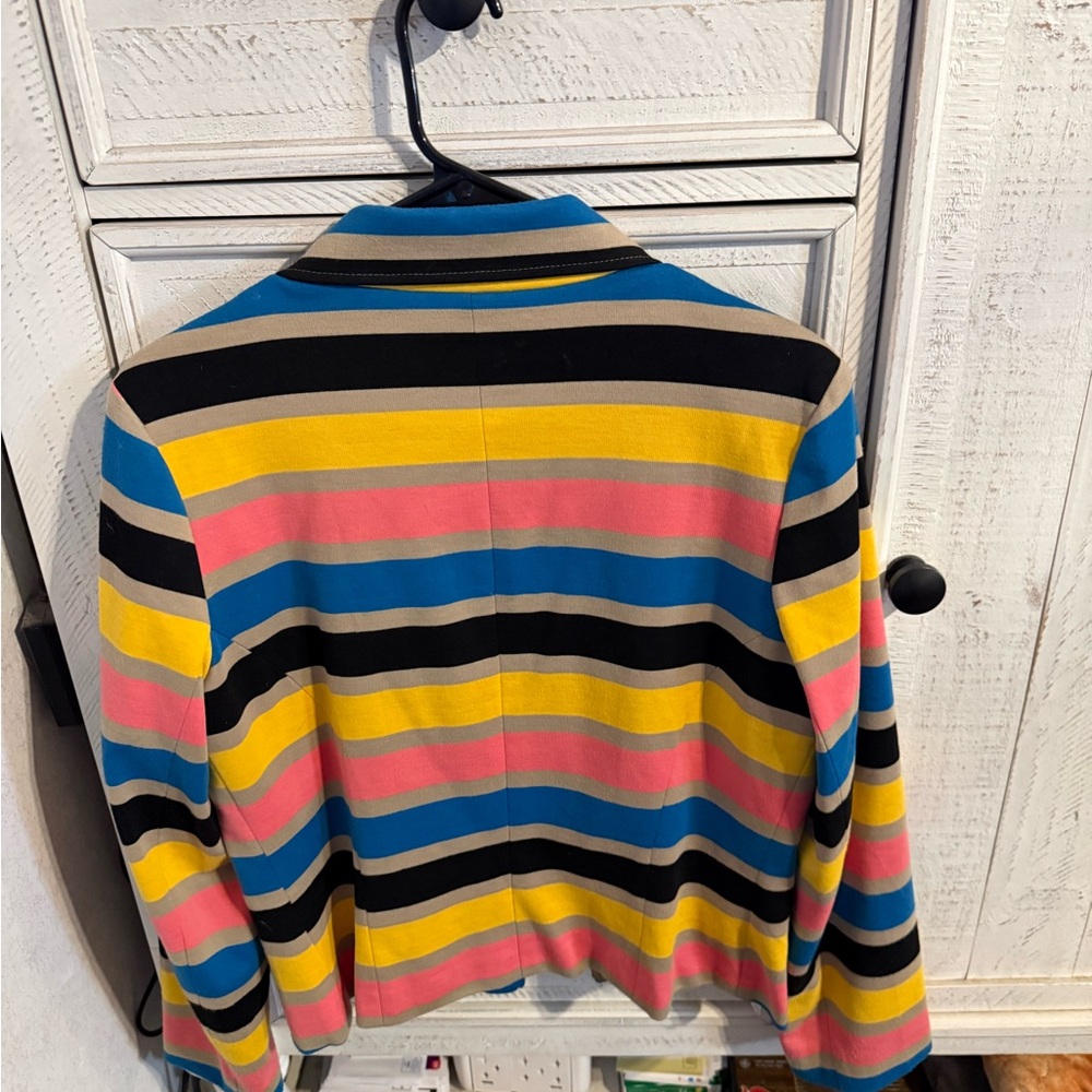 Live a Little Multicolor Striped Blazer - Blue, Yellow, Pink, Black, Cream